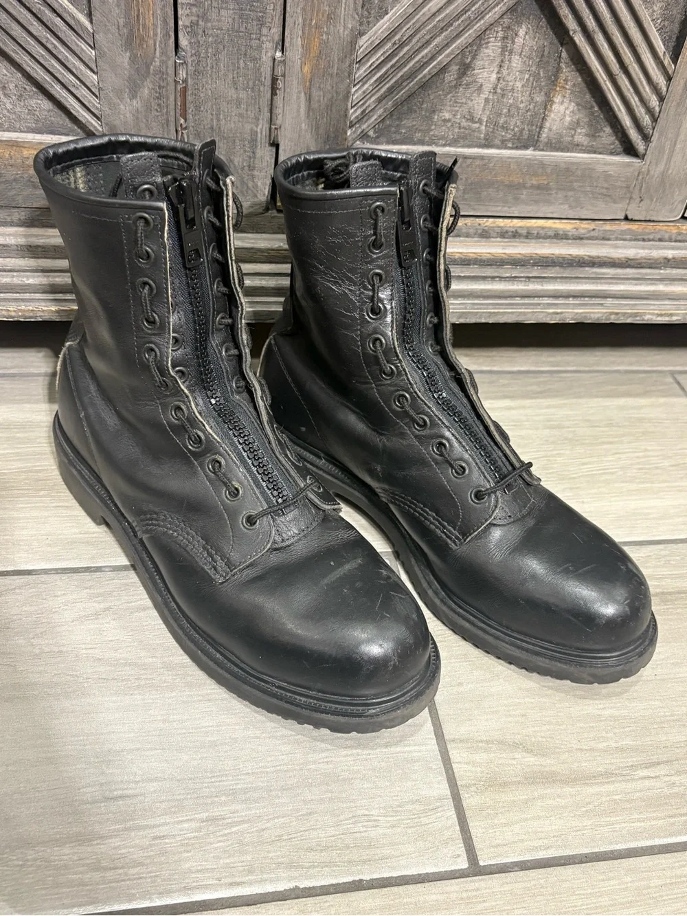 RED WING 4473 Vintage USA BLACK LEATHER ENGINEER MILITARY BOOTS 11 STEEL TOE